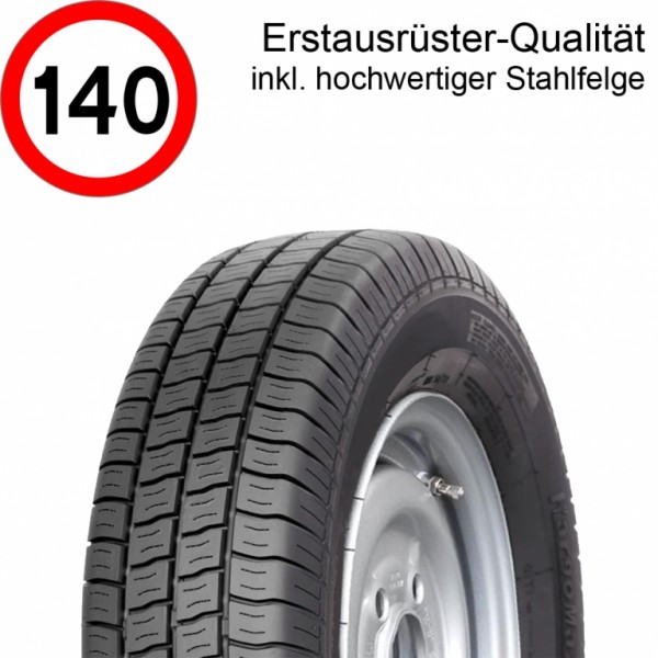 195/55R10C 98/96N Komplettrad 5-Loch ET-4 Anhängerreifen Pro-Ausführung