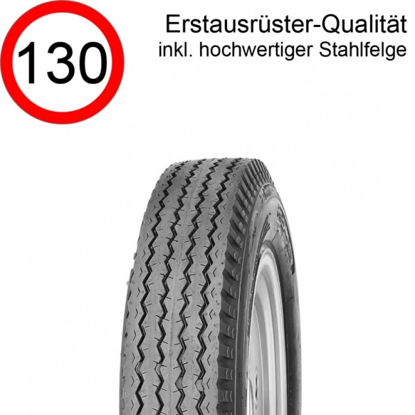 5.00-8 Rad / 5.70-8 Komplettrad 77M 4-Loch Felge 3.00Dx8, LK 4x100 mit Reifen